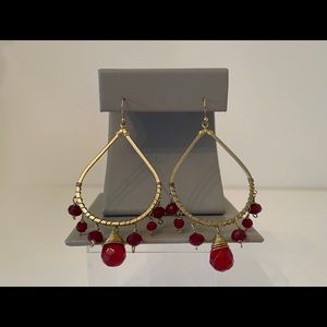 Gold/Red Drop Earrings